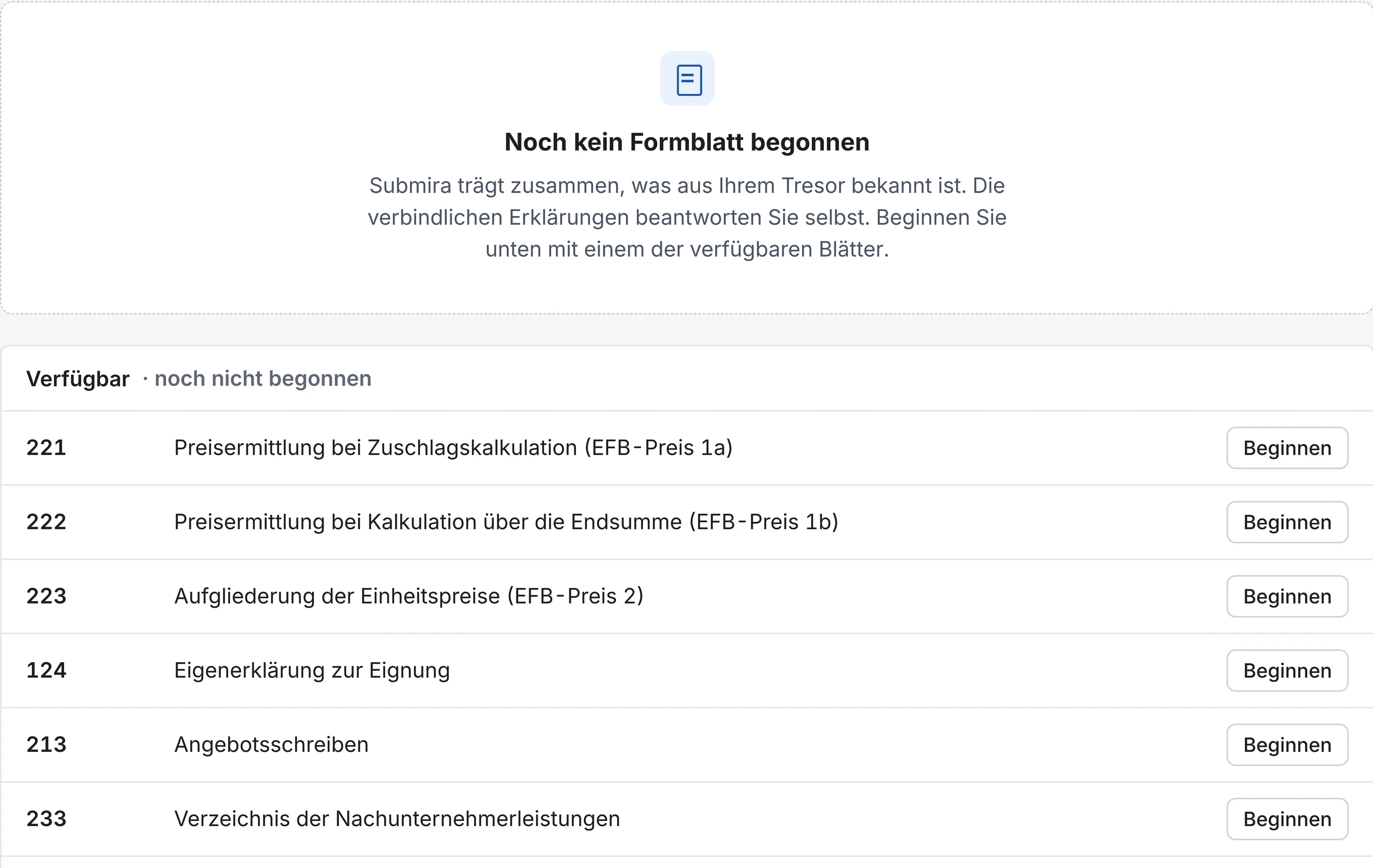 Formular-Studio mit den Formblättern 213 und 221 und ihrem Stand